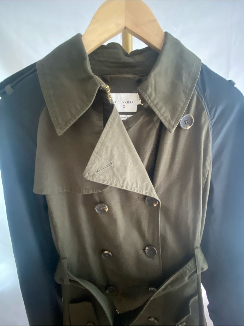 Altuzarra Women’s Olive Double-Breasted Trench Coat Size Medium